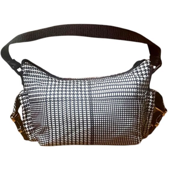 Lauren Ralph Lauren Black & White Houndstooth Print Canvas Solder Bag NWOT - Picture 3 of 9